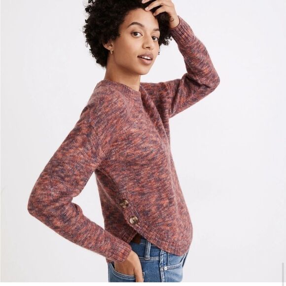 Madewell Birchmont space dye knit side button wool blend sweater - Picture 2 of 7
